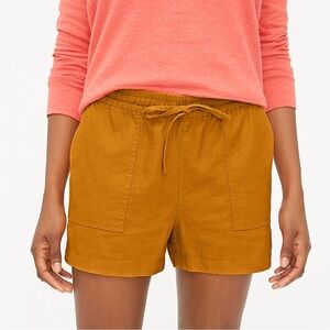 NWT J.Crew Linen Blend Drawstring Shorts Large Amber